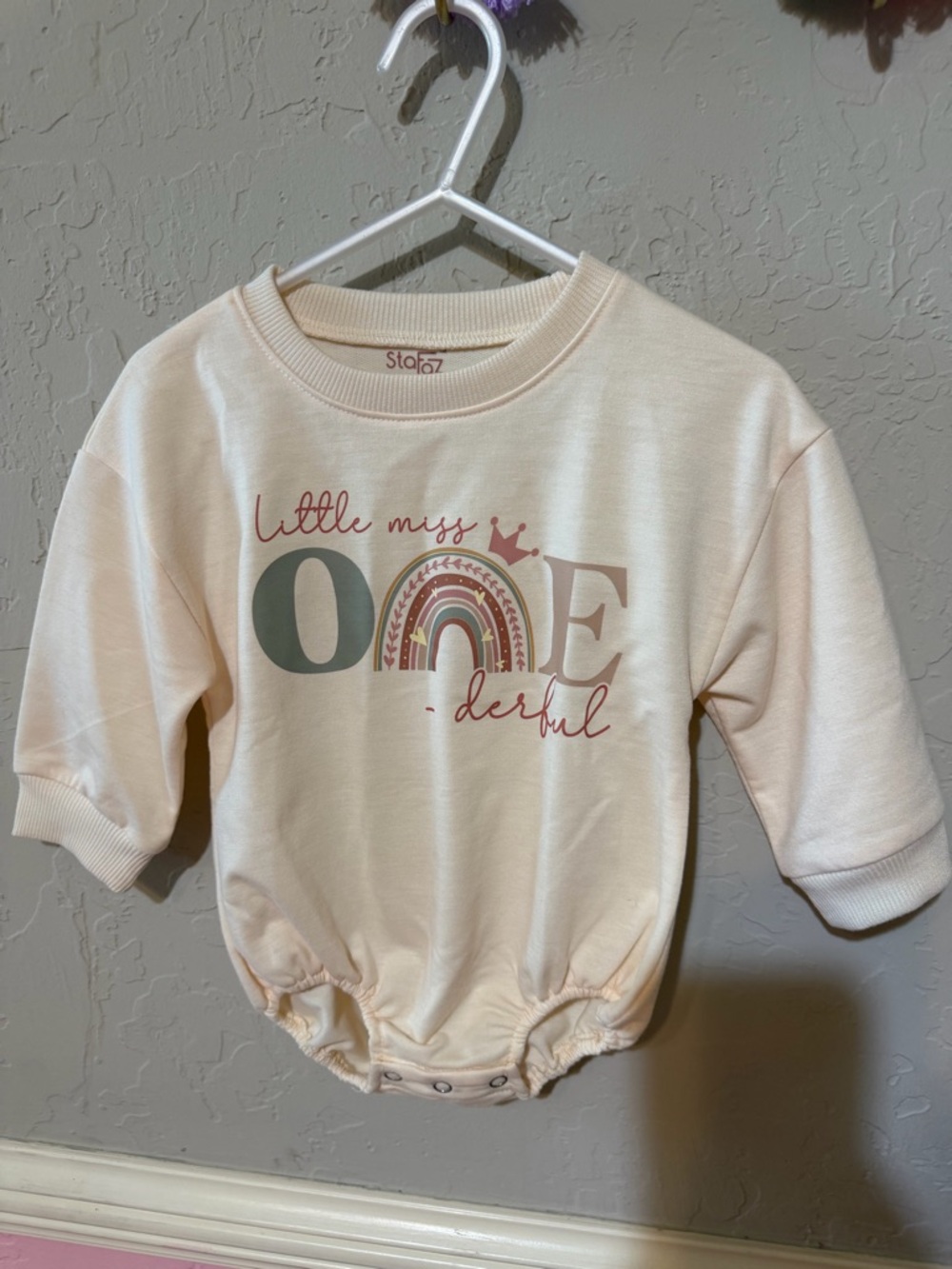 Cream "Little Miss One-derful" Baby One-Piece